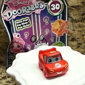 Disney Neon Pop Lightning McQueen Toy Car in Red with Pink Wheels
